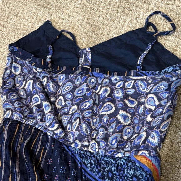 Aerie Vibrant Blue and Orange Patterned Maxi Dress - Picture 4 of 7